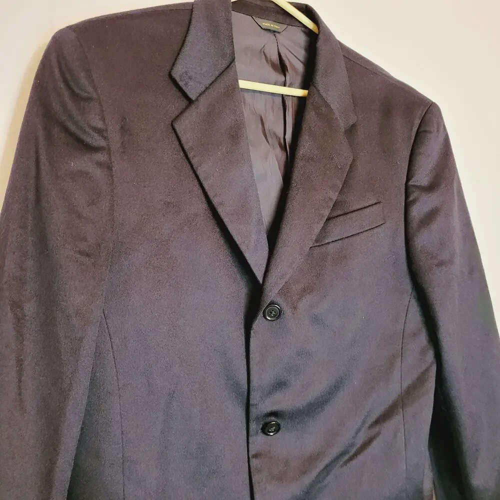 Donna Karan mens black 100% cashmere three button blazer jacket size 40 Long